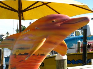 Clearwater Beach Marina dolphins sculpture