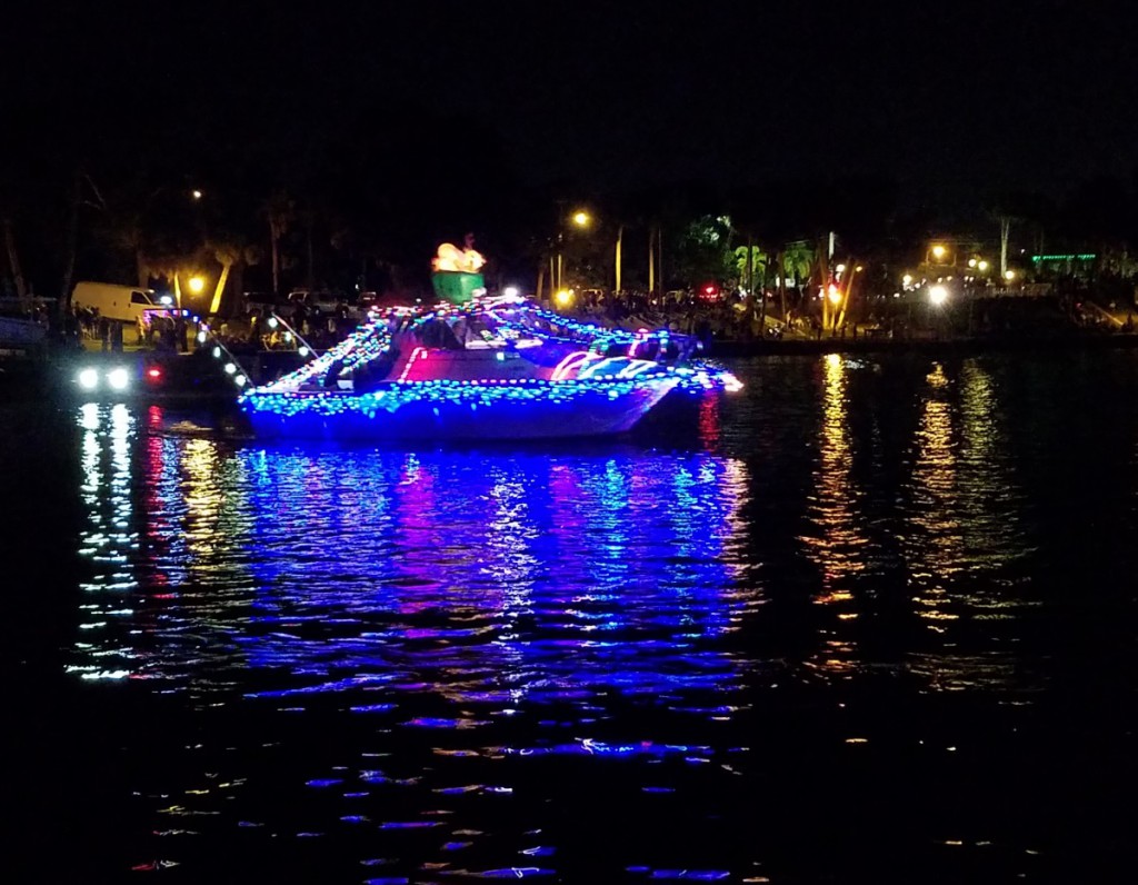 Holiday lights on boat